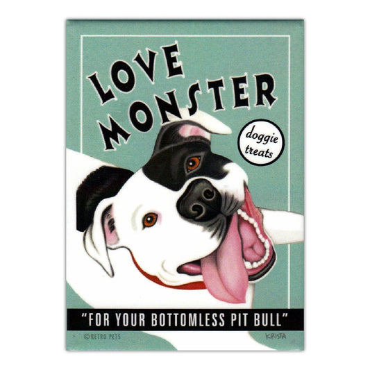 Magnet, Refrigerator Magnet, Love Monster Doggie Treats, Pit Bull, 2.5