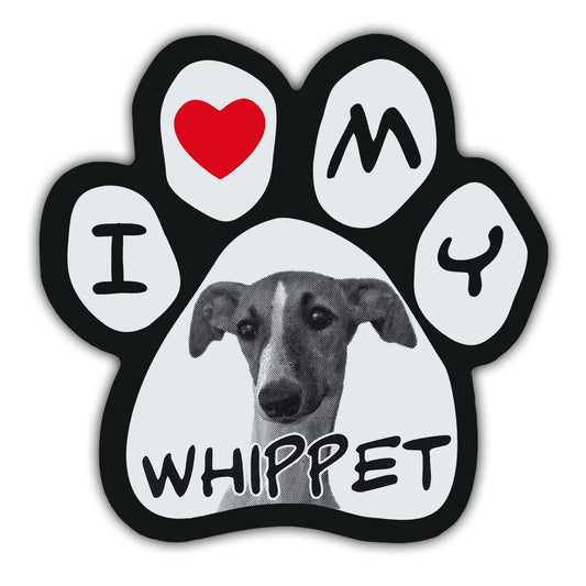 Magnet, Picture Paw, I Love My Whippet, 5.5