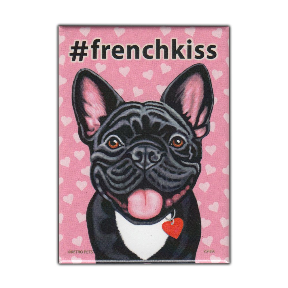 Refrigerator Magnet - Hashtag Dog Series, French Bulldog (Black)