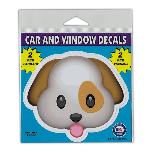 Window Decals, 2-Pack, Cute Dog Face Emoji, 4.25