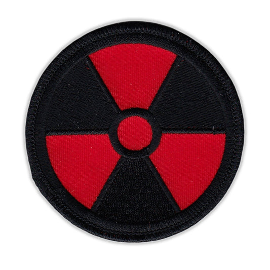 Patch, Embroidered Patch, Radioactive Nuclear Symbol (Black, Red), 3