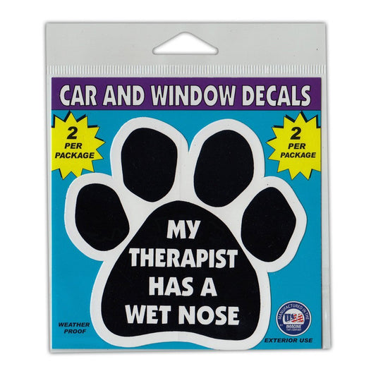 Window Decals, 2-Pack, My Therapist Has A Wet Nose, 4.25