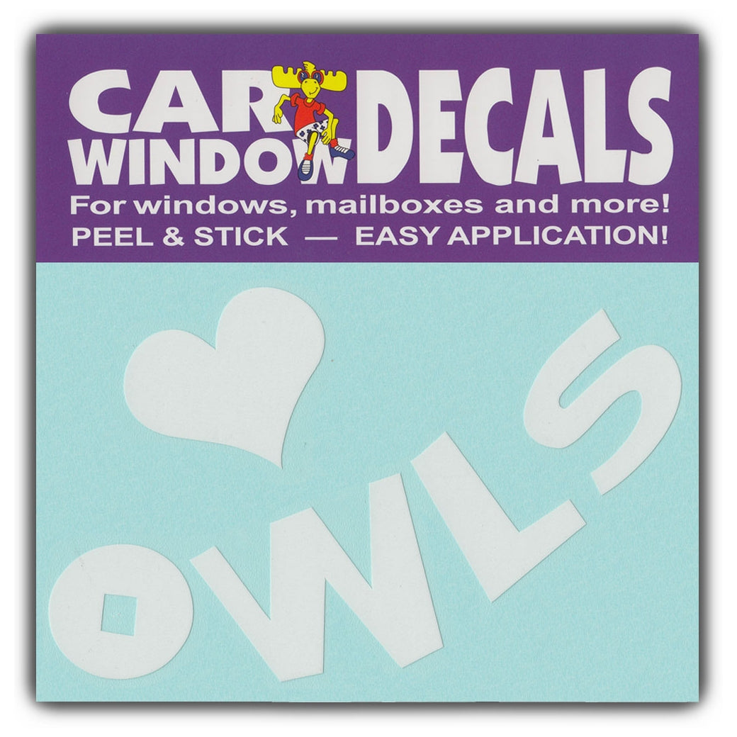 Window Decal - I Love Owls (4.5" Wide)