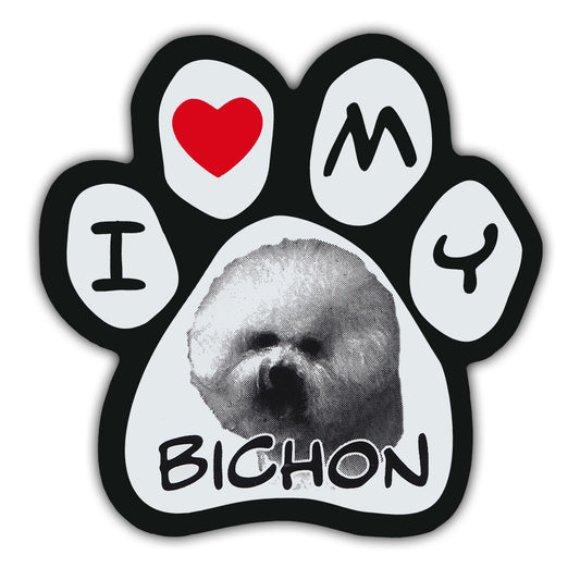 Magnet, Picture Paw, I Love My Bichon, 5.5