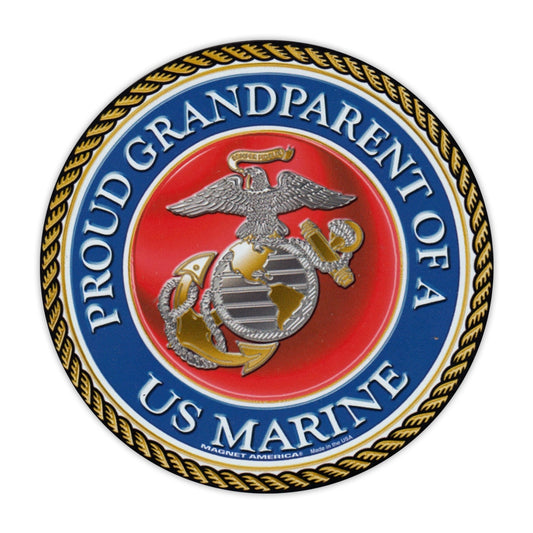 Magnet, Round, Proud Grandparent of a Marine, 5
