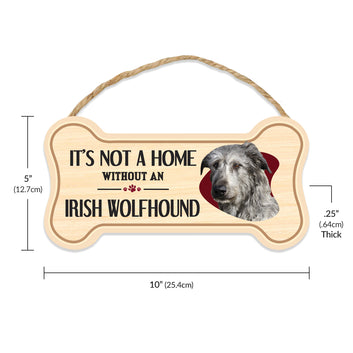 Sign, Wood, Dog Bone, It's Not A Home Without An Irish Wolfhound, 10