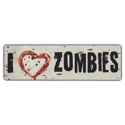 Sticker, Bumper Sticker, I Love Zombies w/Bloody Heart, 10